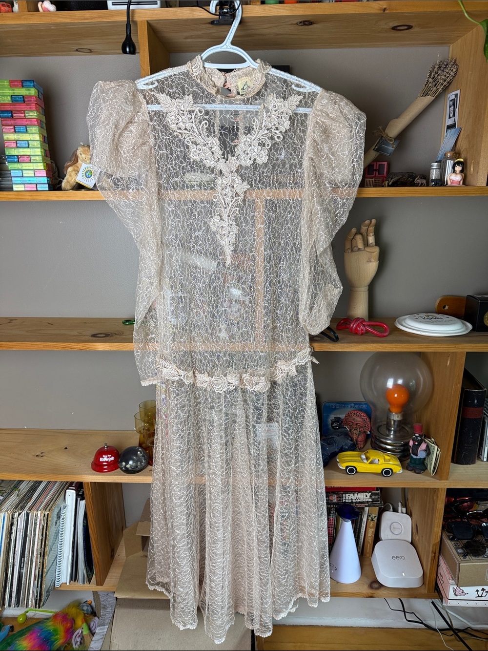 Vintage Sheer Lace Dress Maxi